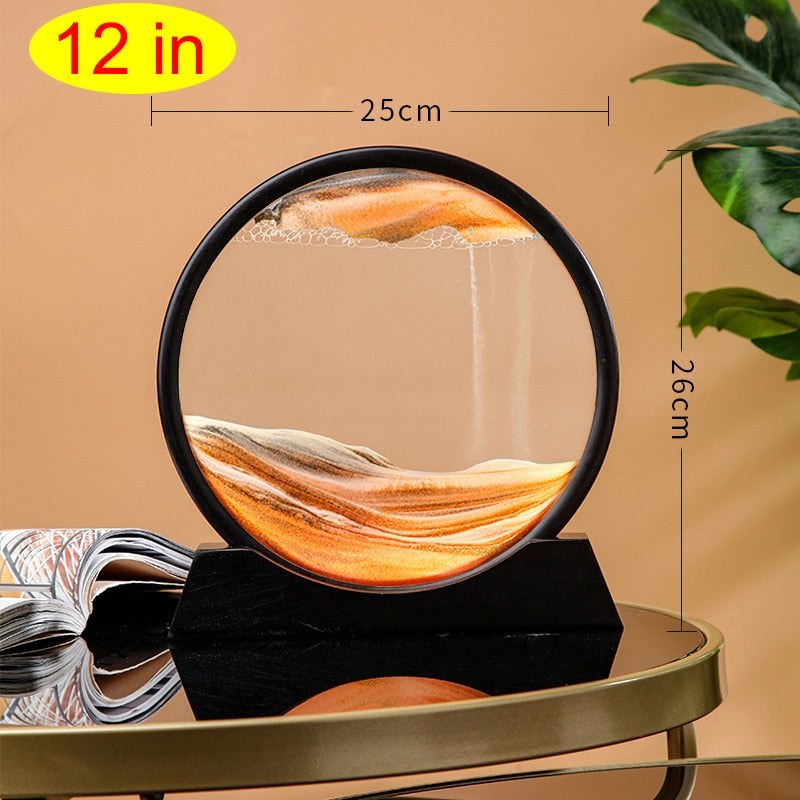 Art Painting Deep Sea Sandscape Flowing Sand 3D Moving Sand Art Picture Hourglass Rectangle Round Glass Home Decor