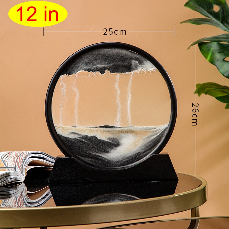 Art Painting Deep Sea Sandscape Flowing Sand 3D Moving Sand Art Picture Hourglass Rectangle Round Glass Home Decor